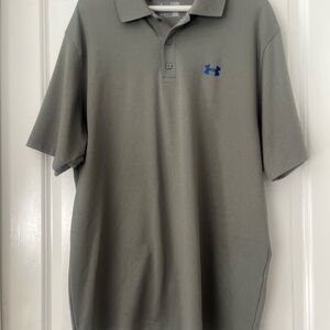 Under Armour Men's Polo Shirt in Gray with Blue Logo